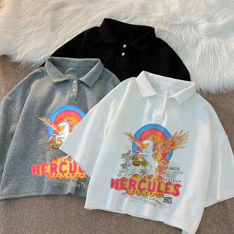 

Print streetwear Harajuku Short Sleeve Y2K Top women T-shirt Fashion T-shirt White High Quality Soft Fabric Summer Eomen Tees