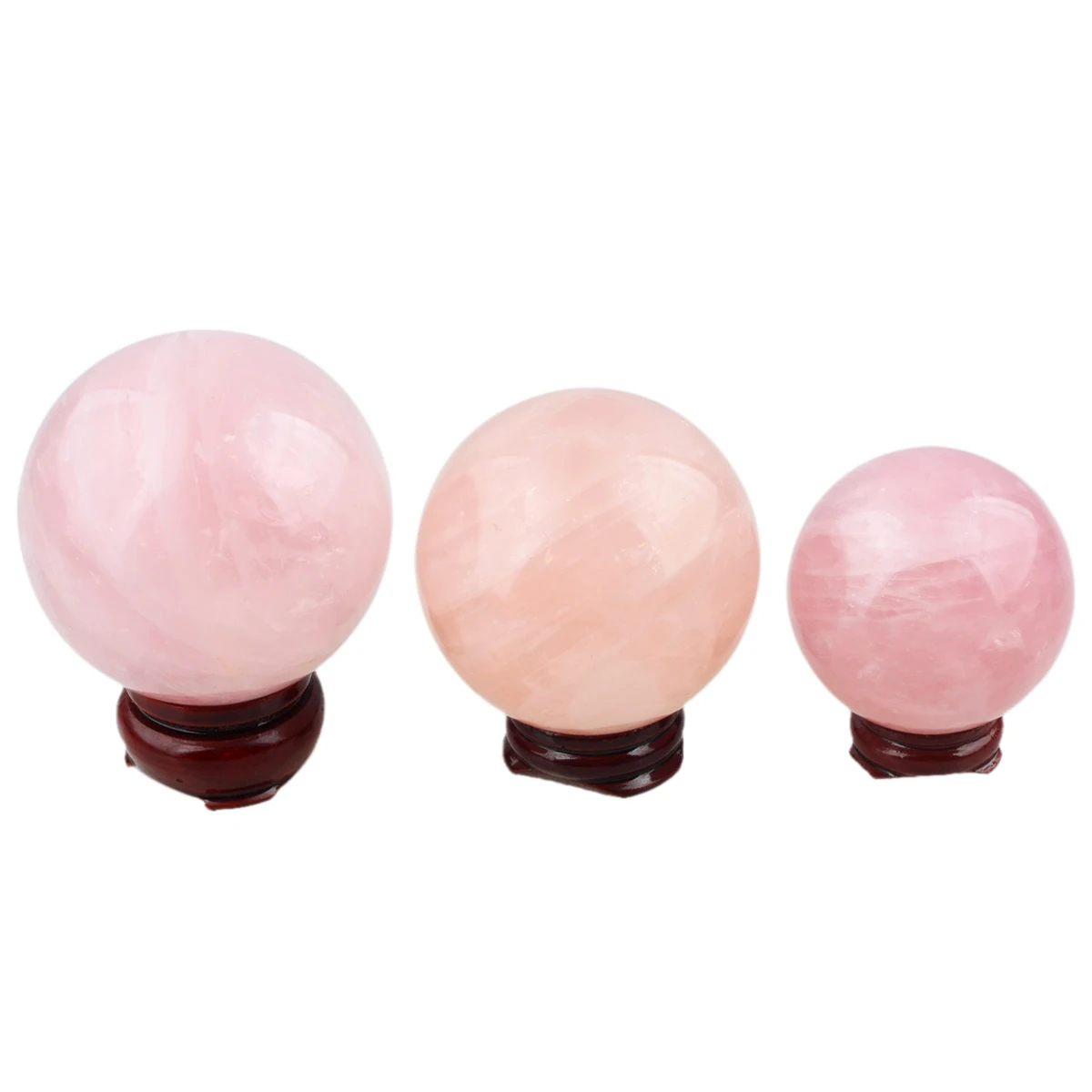 TUMBEELLUWA 65-70mm Natural Rose Quartz Sphere Decor Reiki Healing Crystal Stone Ball With Wood Stand For Home Decoration