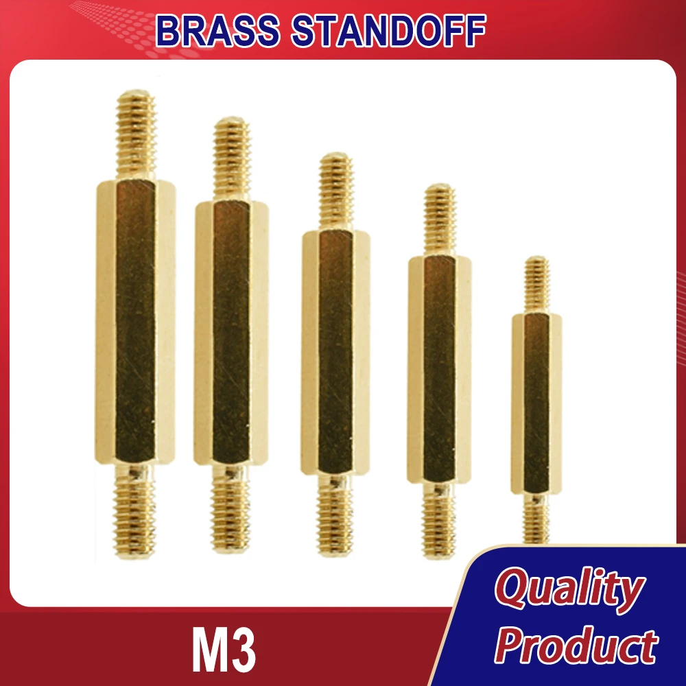

M3 50/100Pcs Threaded Brass Motherboard Standoff Computer Circuit Board PCB Hex Spacer Pillars Stud Bracket Spacing Bolt Screws