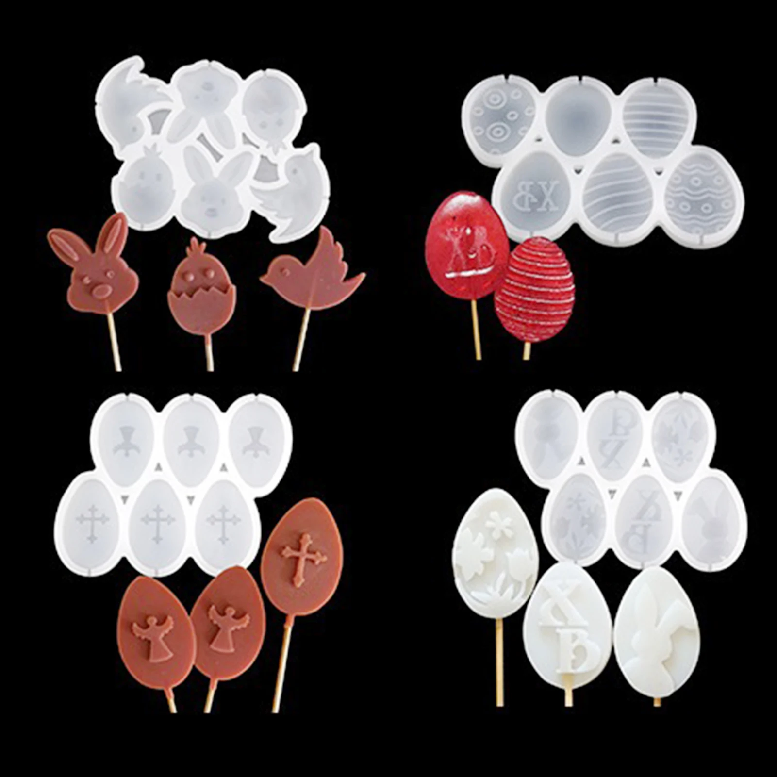 

Silicone Molds Easter Bunny Egg Epoxy Molds Set For DIY Cake Decorating Egg Chocolate Cheese Stick Lollipop Silicone Baking Mold