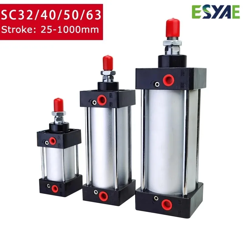 

Standard Air Pneumatic Cylinders SC 32/40/50/63mm Bore Double Acting 50/75/100/125/150/175/200/250/300/350/400/500/1000mm Stroke