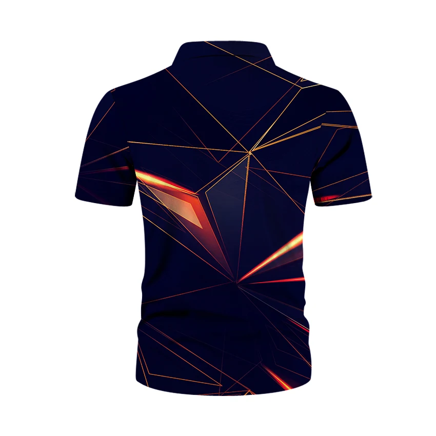 Рубашка мужская летняя с геометрическим 3D-принтом модная повседневная отложным