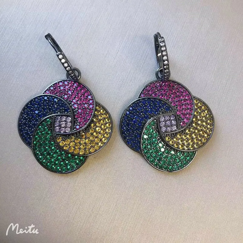 

Билицветные модные серьги в виде ветряной мельницы с цветами для женщин, свадебные украшения