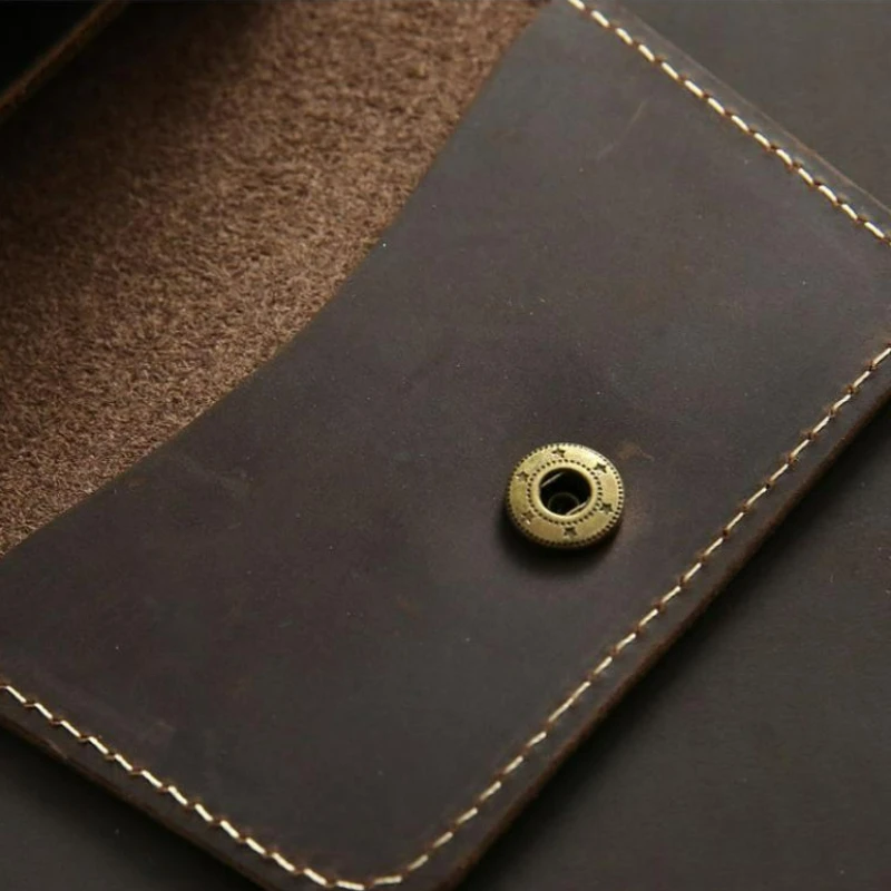 Retro Casual Men's Head Layer Cowhide Short Wallet Genuine Leather Men's Bag Student Small Wallet Card Bag Youth Coin Bag