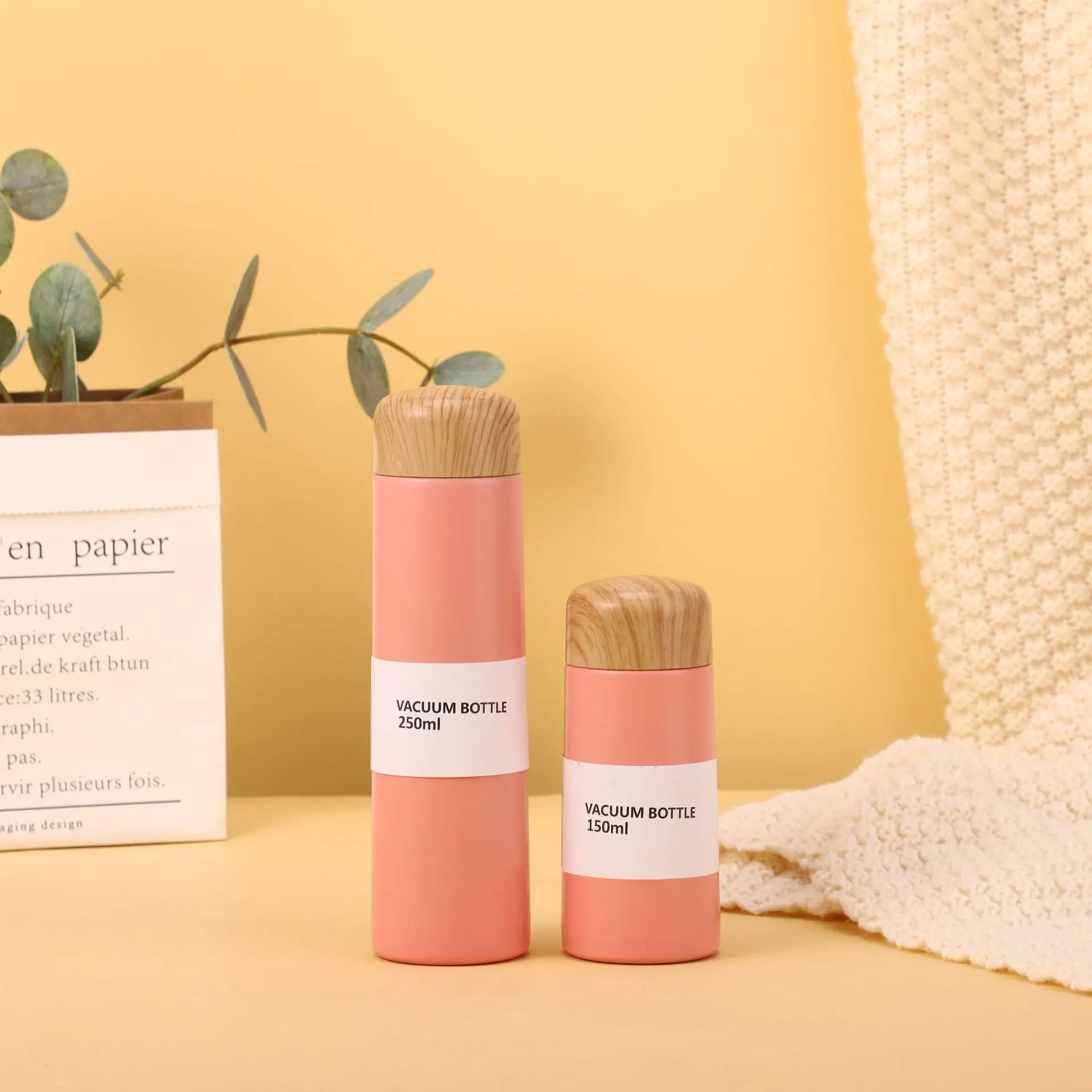 Портативная чашка для воды Nerhua из нержавеющей стали 304 девочек с текстурой дерева