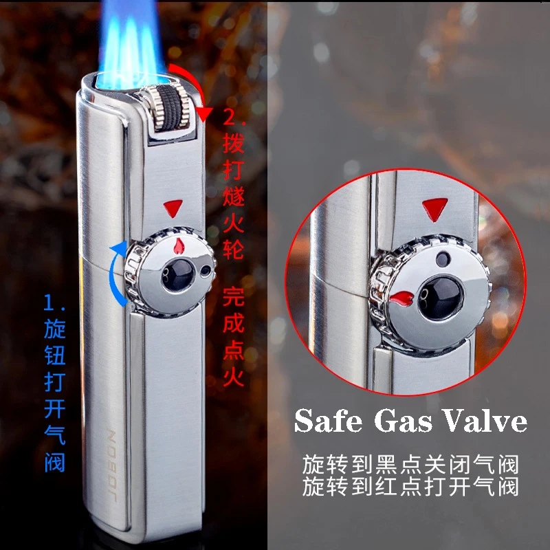 Зажигалка для сигар Jobon с тремя струями ветрозащитная сильный огненный эффект