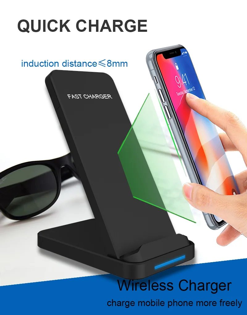 

6097 Qi Wireless Charger Stand For iPhone 13 12 pro Fast Charging Dock For Samsung S21 S20 z Flip 3 Dock Station Phone Holder