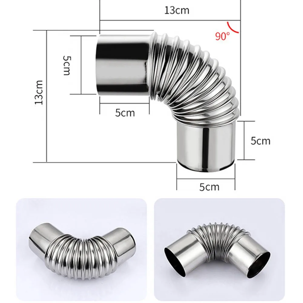 

Fireplace Home Renovation Elbow Pipe Exhaust Pipe 1 Pcs 90 Degree Elbow Stainless Steel Stove Pipe Chimney Flue