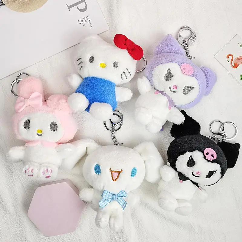

Плюшевый брелок Sanrio в стиле аниме Hello Kitty Cinnamoroll My Melody Kuromi, плюшевые игрушки, кукла, брелок для ключей, сумка, подвеска, рюкзак, детские подарки