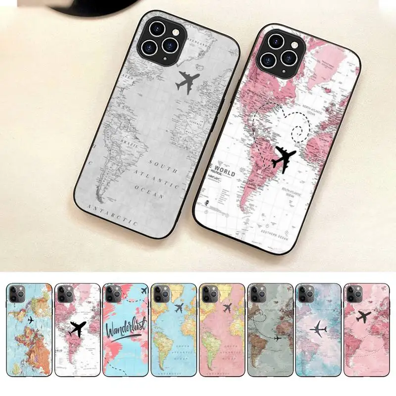 

Airplane Flying Map Phone Case For Iphone 7 8 Plus X Xr Xs 11 12 13 14 Se2020 Mini Pro Max Case