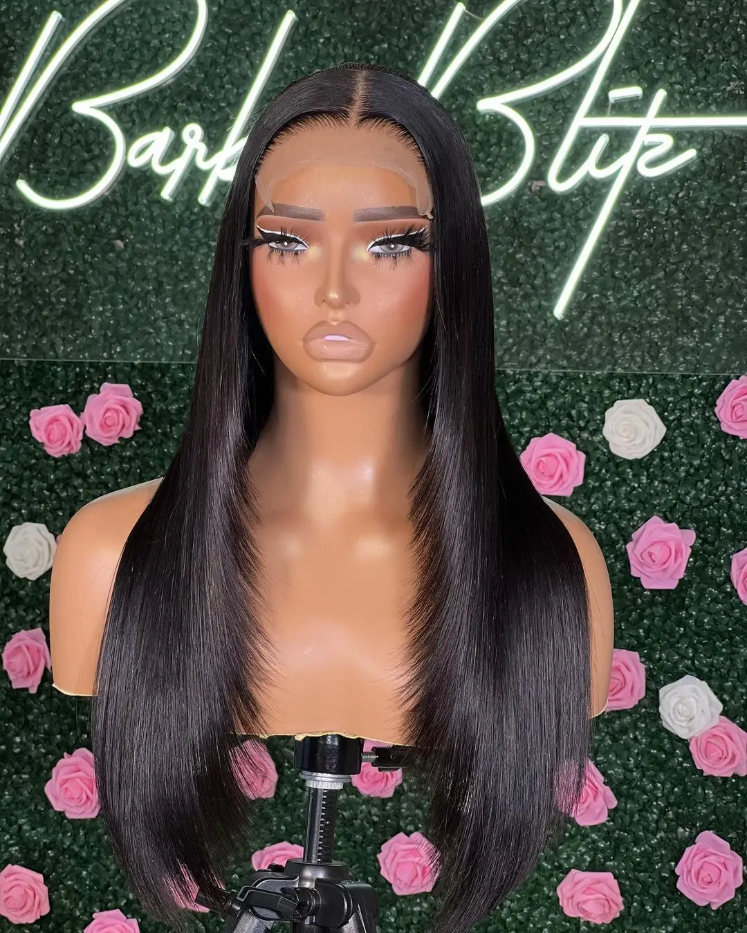 Многослойные парики Синтетические фронта шнурка для женщин Бесклеевой черный