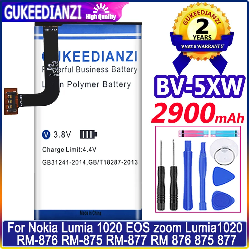 

GUKEEDIANZI Battery 2900mAh BV-5XW for Nokia Lumia 1020 EOS zoom Lumia1020 RM-876 RM-875 RM-877 RM 876 875 877