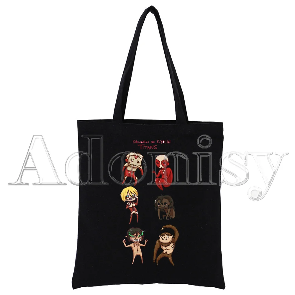 

Attack on Titan Women Female Foldable Canvas Shoulder Bag Tote Eco Shopping Bag Canvas Tote Bag Casual HandBag Daily Use Black