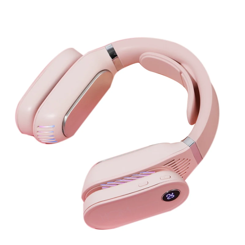 

Mini Portable Air Conditioner Neck Fan Rechargeable Small Bladeless Fan Cooling USB Silent Fan Air Cooler(Pink)