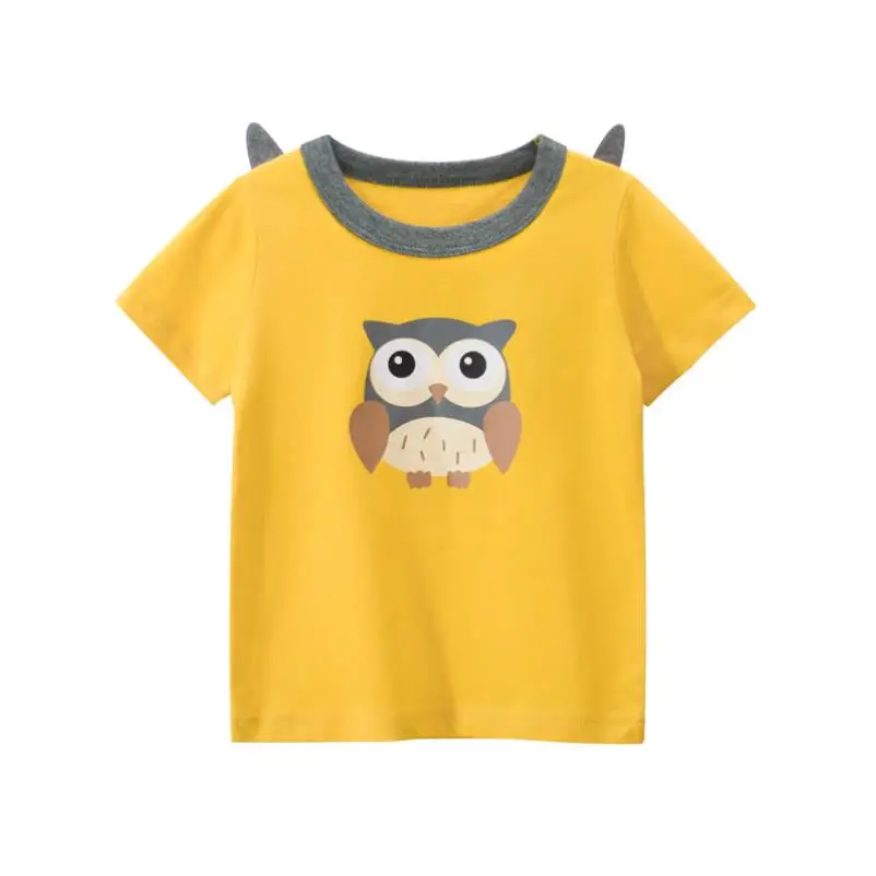 

Children‘s Summer T-Shirts Girls Boys Cotton Shirts Tee Baby Short Sleeve Tshirt Cartoon Hedgehog Owl Animal Print Kids Clothes