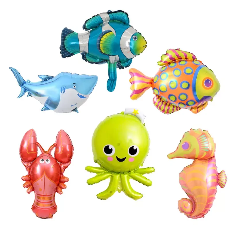 

mini Shark Fish lobster octopus Seahorse aluminum foil balloons Ocean cute animal balloon baby shower kid birthday balls