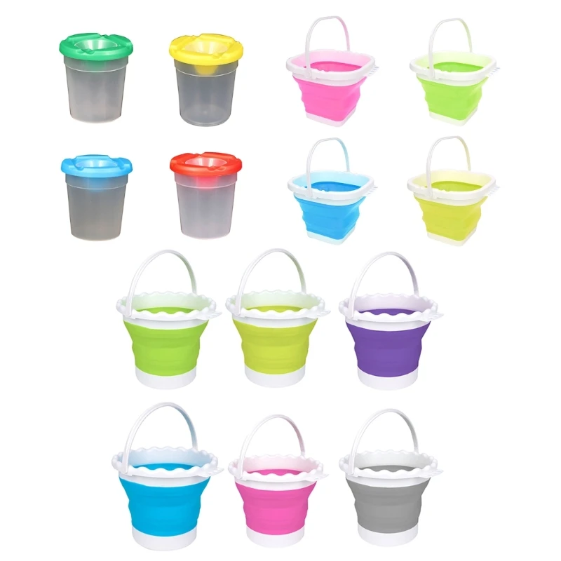 

Art Buckets Painting Folding Silicone Wash Pen Buckets Brush Pen Buckets Gouache Paint Buckets Outdoor Fishing Buckets