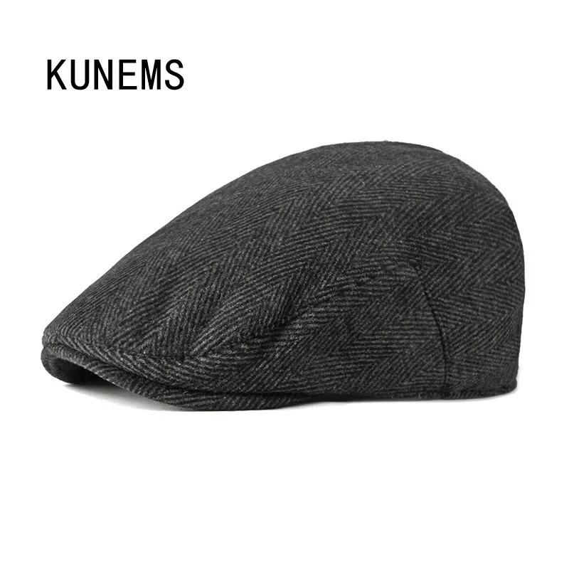

KUNEMS Autumn and Winter Newsboy Hats for Men Boina Fashion Retro Beret Middle-aged and Elderly Flat Cap Dad Hat Gorras