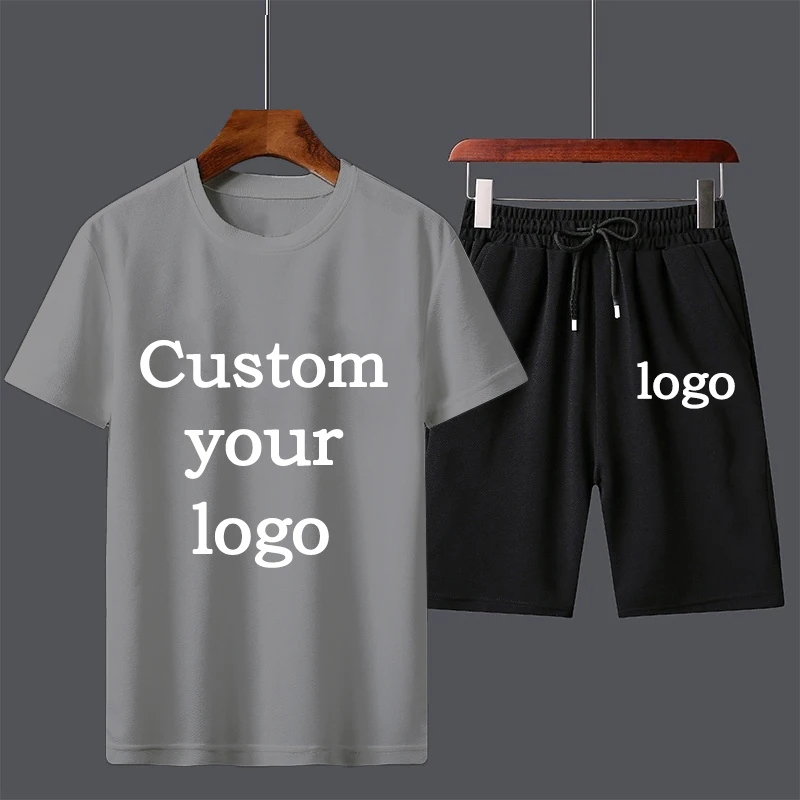 Summer Men's Suit Short Sleeve T-Shirt Suit Print Sportswear Casual Oversized Top Shorts Breathable Custom logo Sportswea