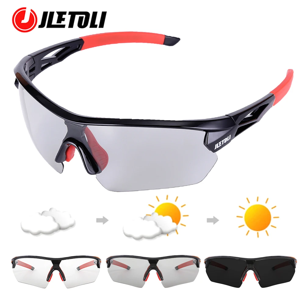 

JLETOLI Photochromic Cycling Sunglasses Men Women Outdoor Sports Bicycle Discoloration Glasses Bike Eyewear Protection Goggles