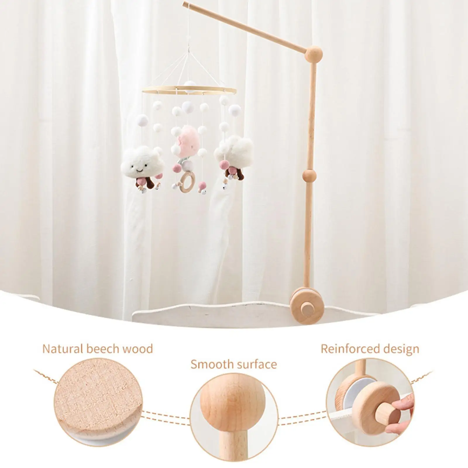 

Let's Make Wooden Bed Bell Bracket Mobile Hanging Rattles Bed Bell Hanger Holder Bracket Wood Mobile Arm
