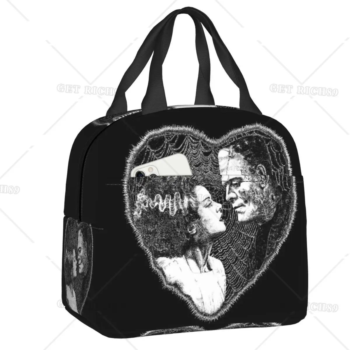 

Bride Of Frankenstein Lunch Box for Women Waterproof Halloween Horror Film Cooler Thermal Food Insulated Lunch Bag Picnic Bags