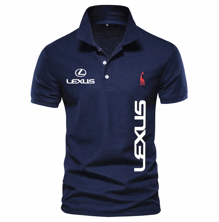

Best selling NEW Men's Polo Short Sleeve Shirt LEXUS car logo print solid color 100% cotton lapel men's t-shirt men's top