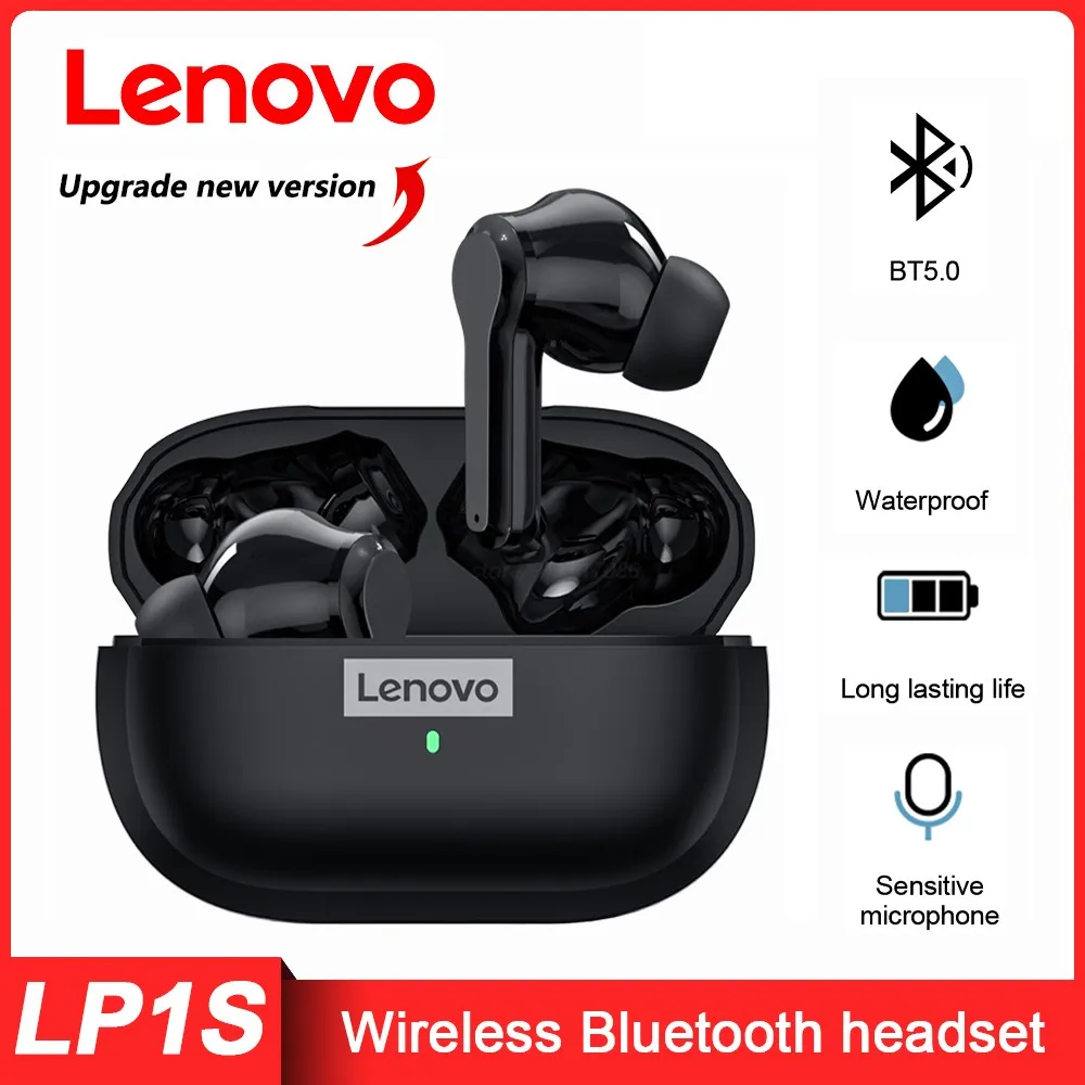 

Original LENOVO LP1S Bluetooth Earphone Headset Handsfree With Microphone For Mobile Phones Noise Reduction Earbuds