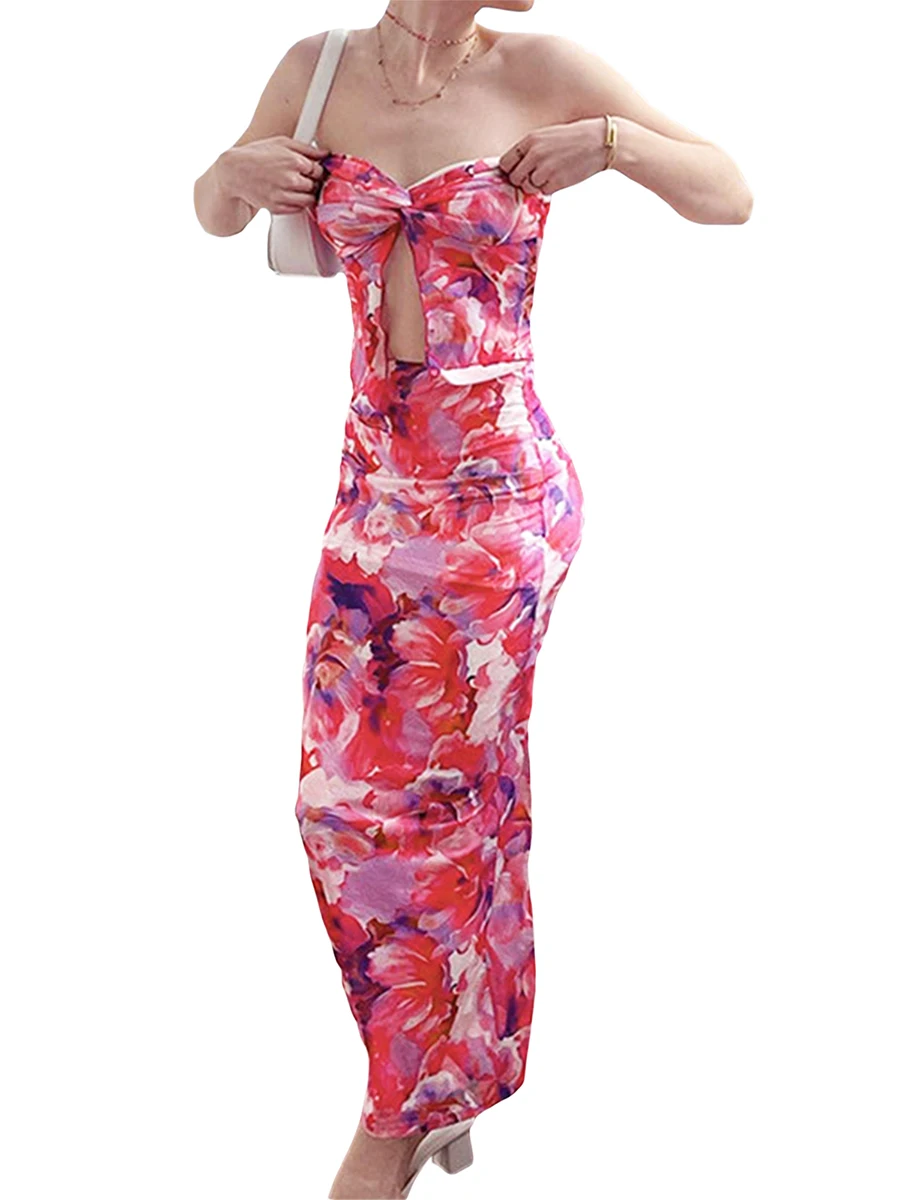 

Женский элегантный однотонный комплект из двух предметов, макси-юбка без бретелек, Женская облегающая длинная юбка с высокой талией