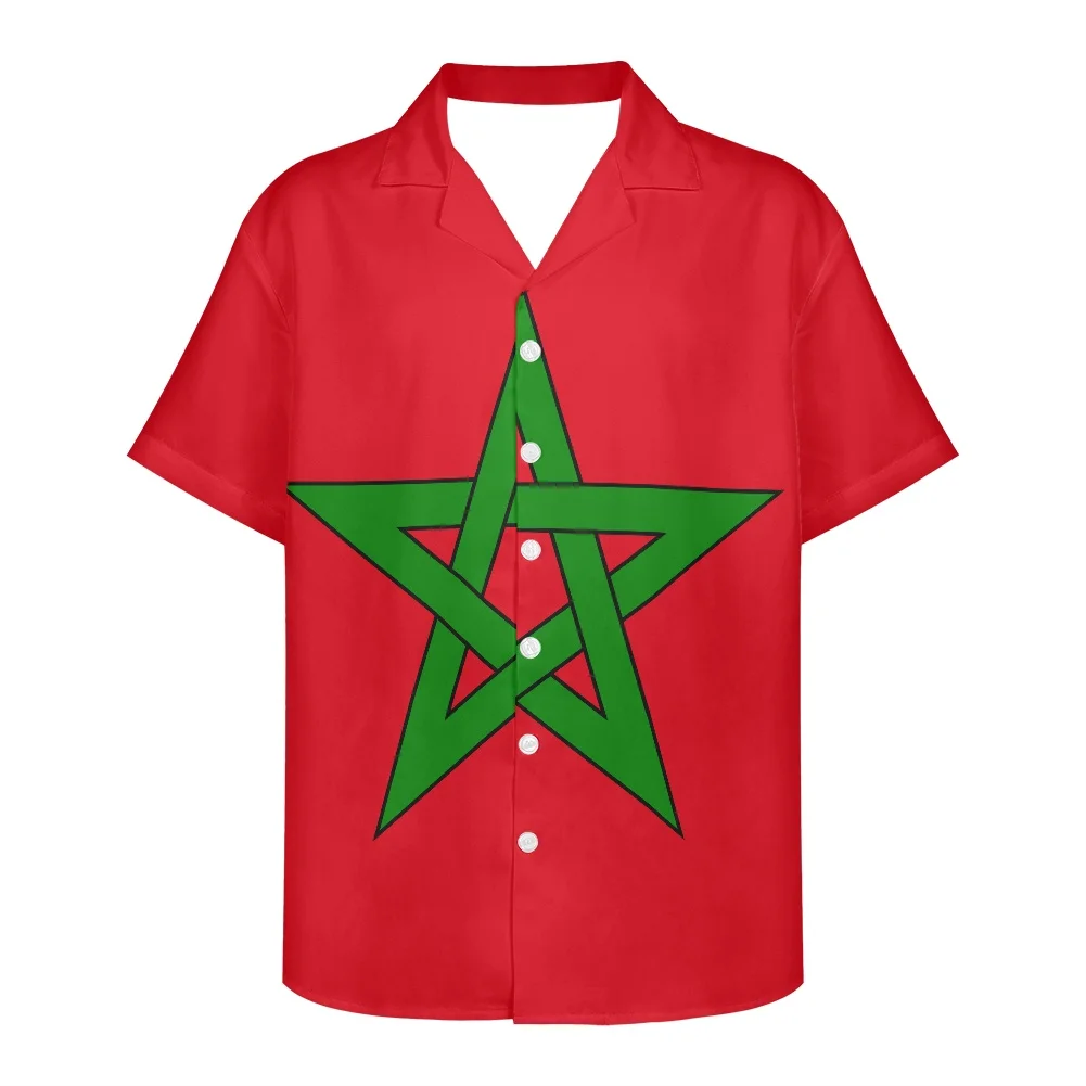 

Morocco Flag Design Pattern Summer Vintage Fashion Short Sleeve Hawaii Shirts For Men Camisa Masculina Casual Holiday Party HOT