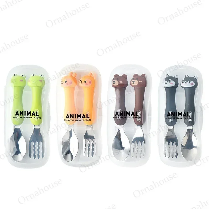Детские столовые приборы для детей столовая посуда мультяшная ложка и вилка