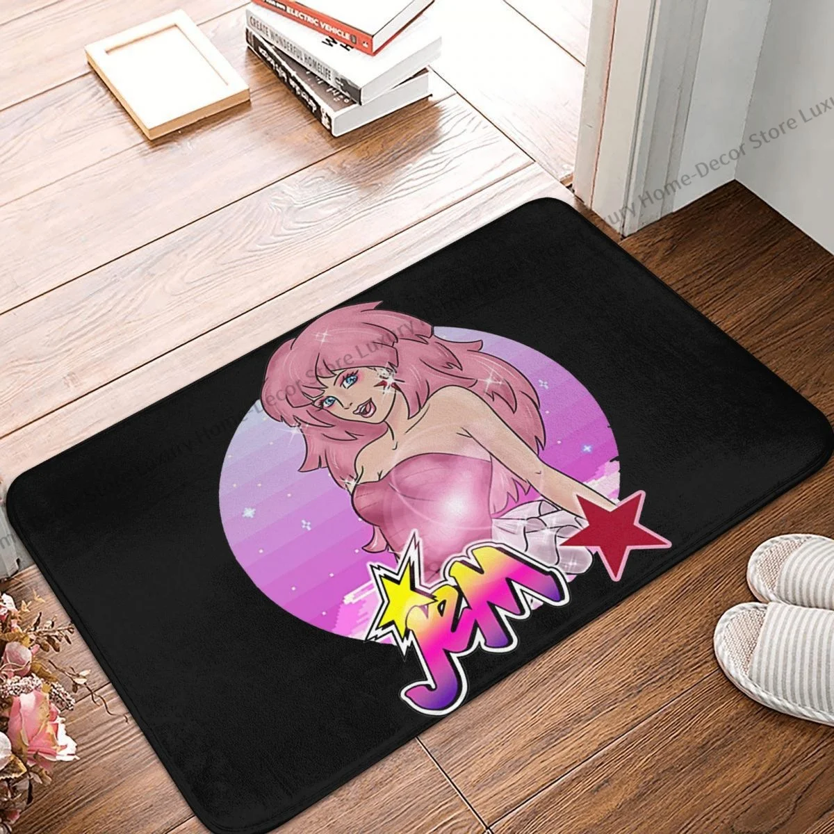 

Jem and the Holograms Non-slip Doormat Bath Mat Pink Band Balcony Carpet Entrance Door Rug Indoor Decorative