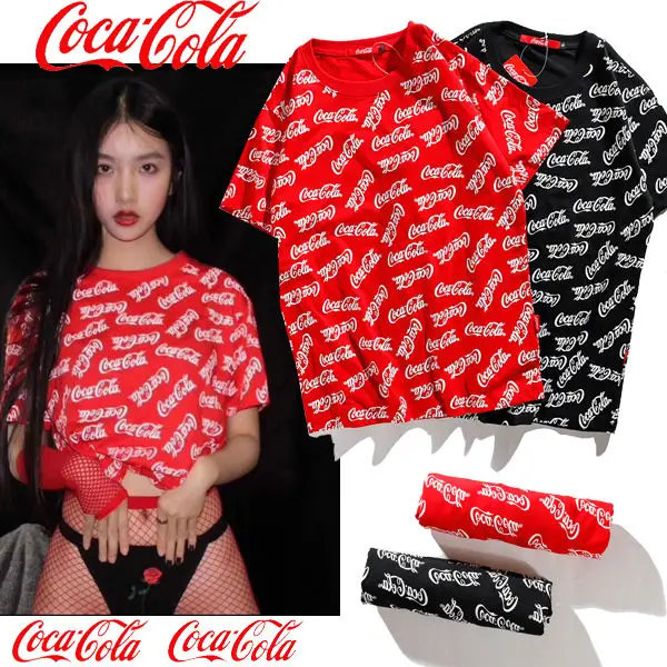 Футболка с коротким рукавом для мужчин и женщин принтом логотипа Coca-Cola |