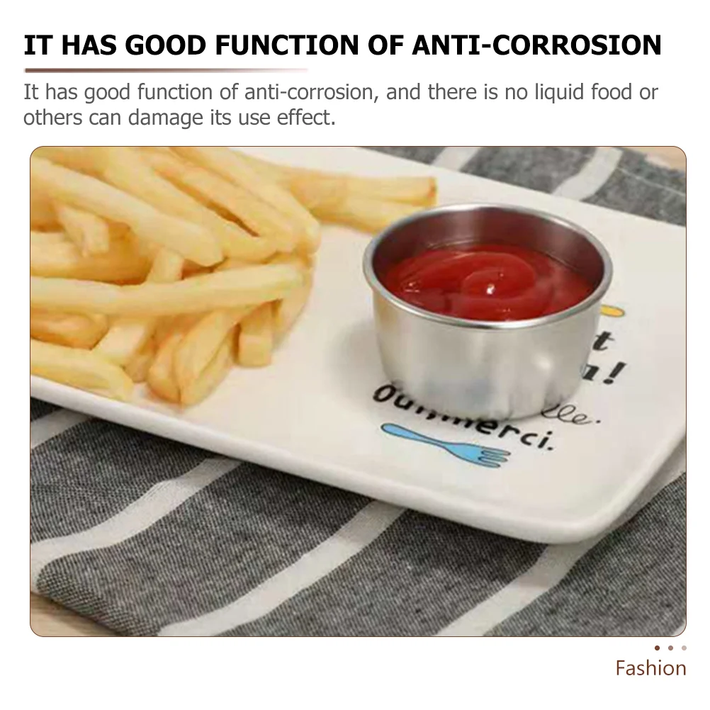 4 шт. чашки для пудинга из нержавеющей стали блюдо кетчупа и приправ серебряная