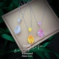 yellowpinkwhite water drop crystal necklaces for females exquisite costume jewelry wedding accessories gift 2022 trend
