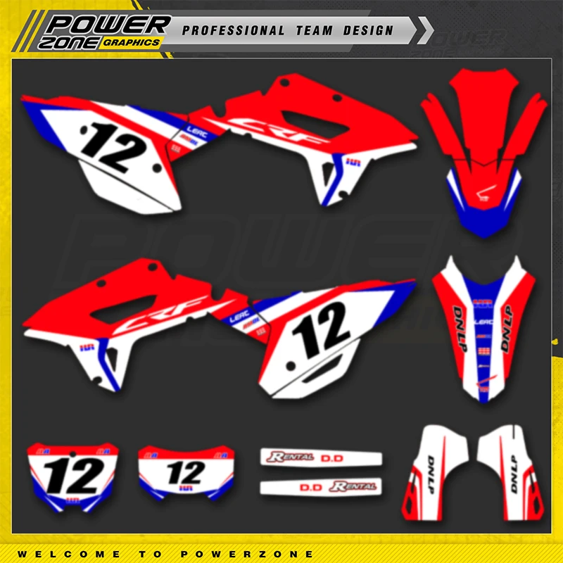PowerZone полная графика фоновые наклейки комплект наклеек для HONDA 2022 2023 2024 CRF250RX 2021