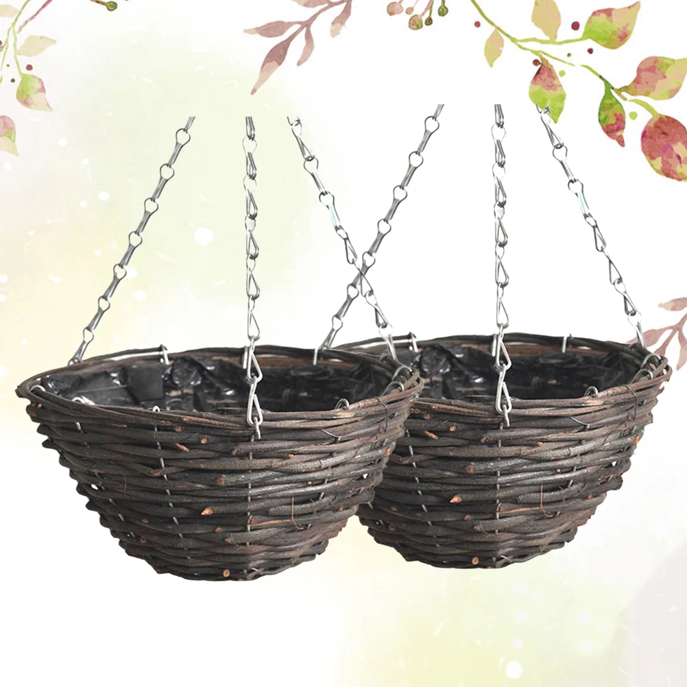 

Rattan Flower Pot Planting Basket Arrangement Hanging Flowerpot Handmade Wall Mounted Planters Outdoor