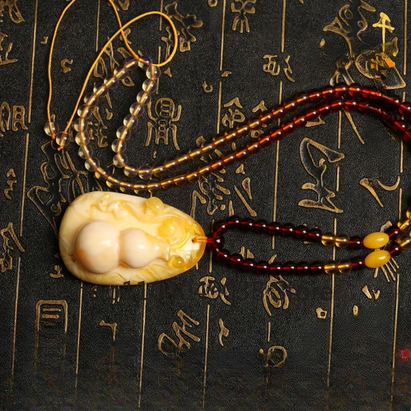 Желтое и белое ожерелье из янтарного пчелиного воска для мужчин женщин ювелирные