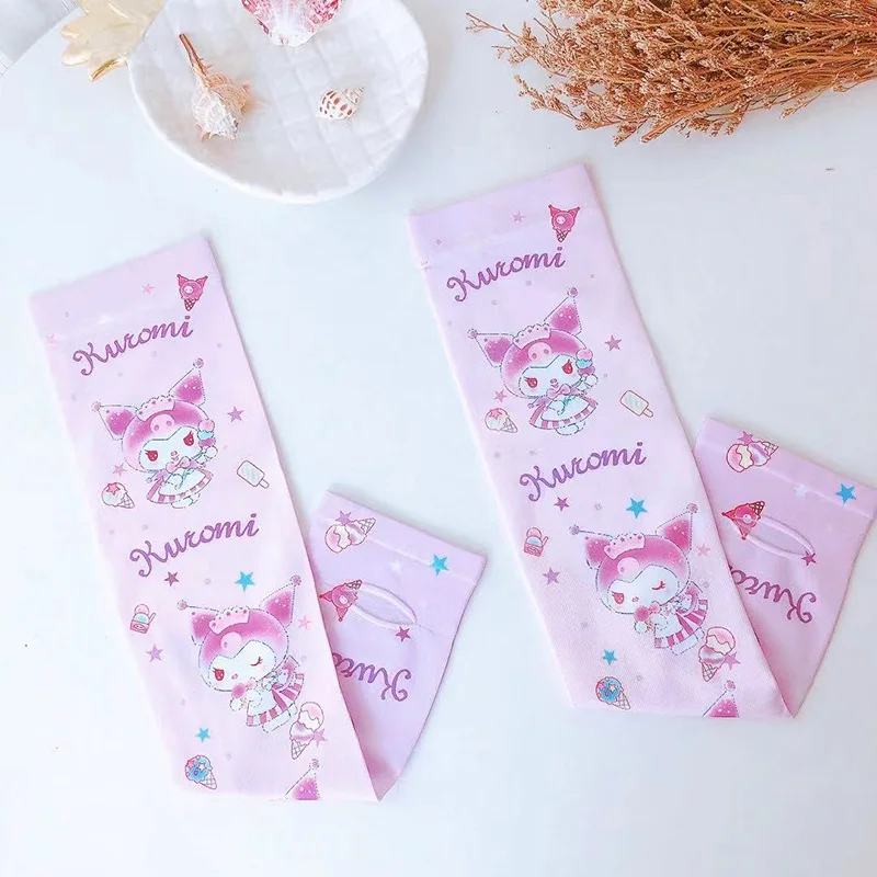 Милые летние тонкие солнцезащитные рукава Sanrio Melody Мультяшные нарукавники для