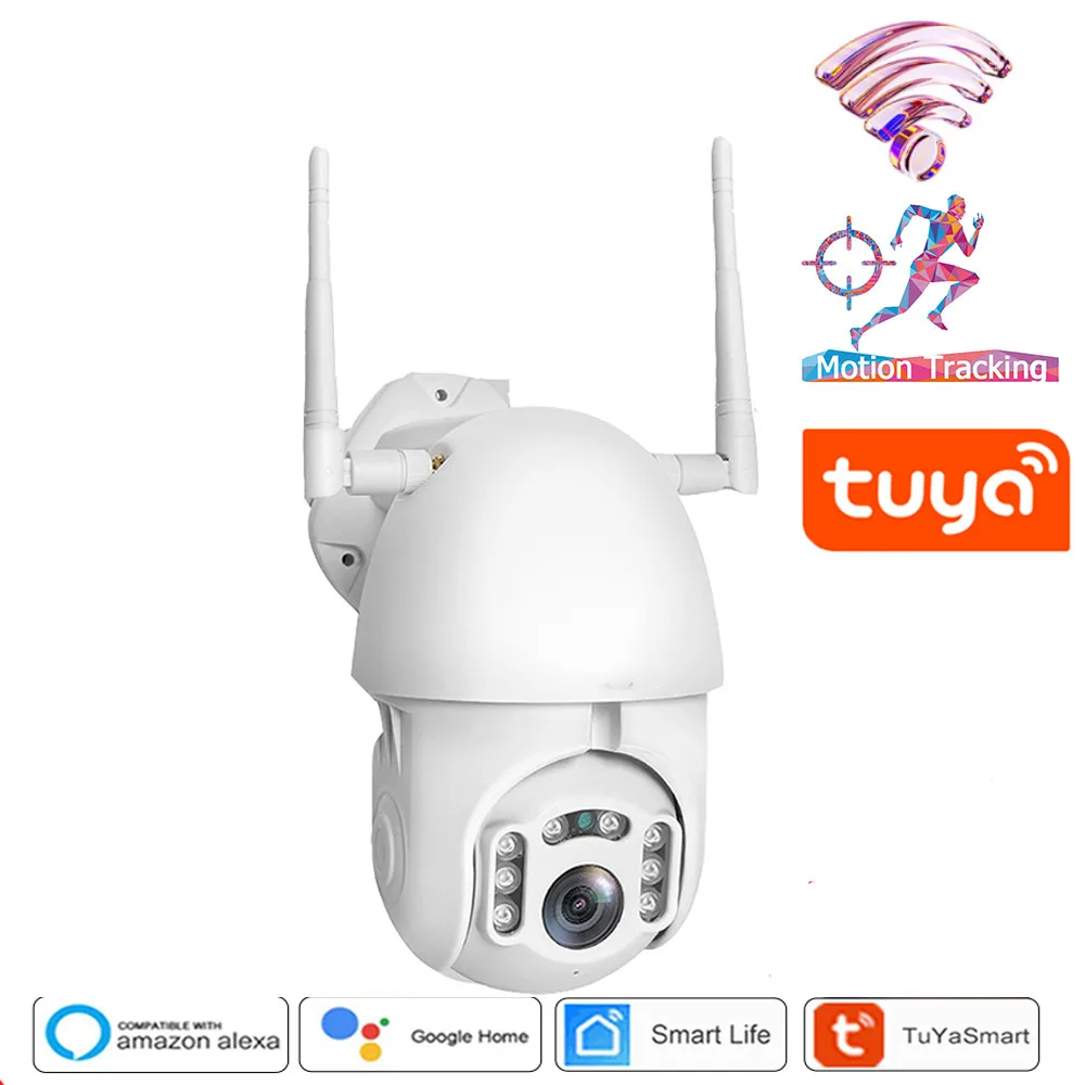 

INQMEGA 2MP Tuya Camera PTZ Wifi Camera Auto Tracking Full Color Night Vision Surveillance Ip Camera With Alexa Google