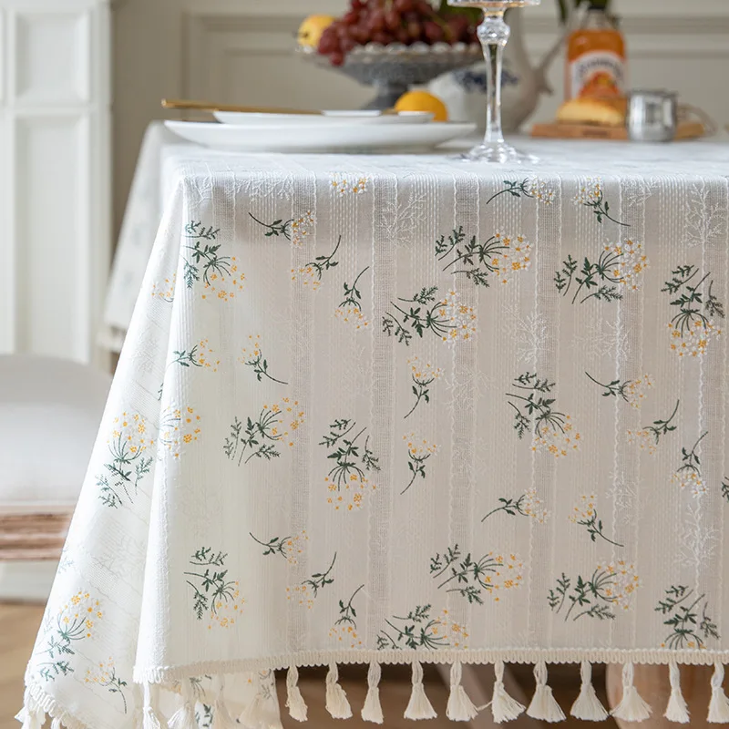 

Clove Flower Pure Cotton Tablecloth for Weddings Restaurants Kitchens Dining Table Covers Halloween Thanksgiving Christmas Decor