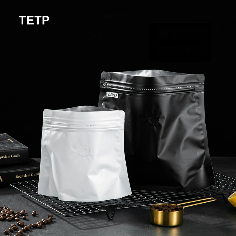 

TETP 20Pcs White/Black/Ren/Blue Coffee Bag Valve Snacks Cookies Nuts Tea Packaging Supplies Resealable Ziplock Sealing Bag