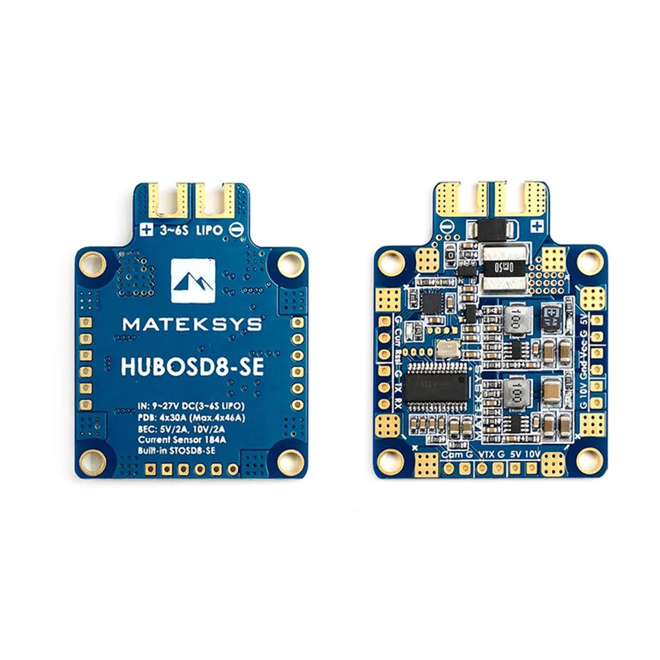 

Mateksys HUBOSD8-SE PDB STOSD8-SE Датчик тока DUAL BEC 3-6S MAX Lipo вход 9-27V BEC 5V 10V для FPV Racing Drone Kit Parts