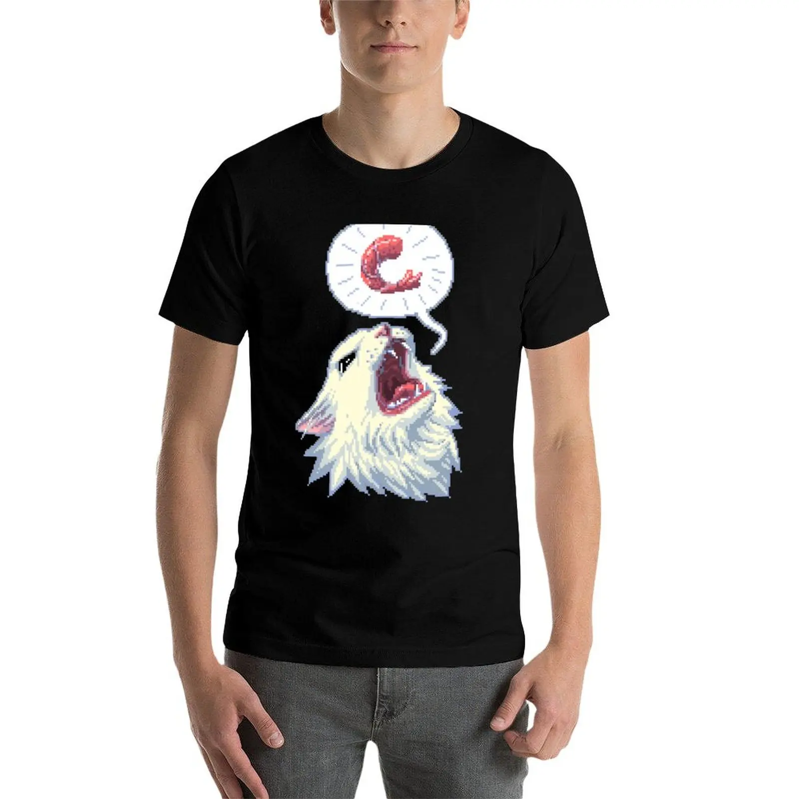 Фото 8-bit Shrimpin' Thurston the cat T-Shirt Классическая хлопковая футболка с круглым вырезом №3