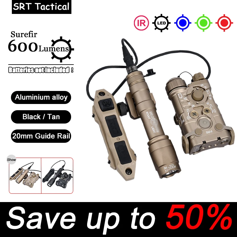 Фото Тактический металлический Surefire M300A M600C NGAL OGL PEQ, красная точка, зеленый лазерный индикатор, двухфункциональный переключатель, подходит для рельса 20 мм, страйкбола, охоты №1