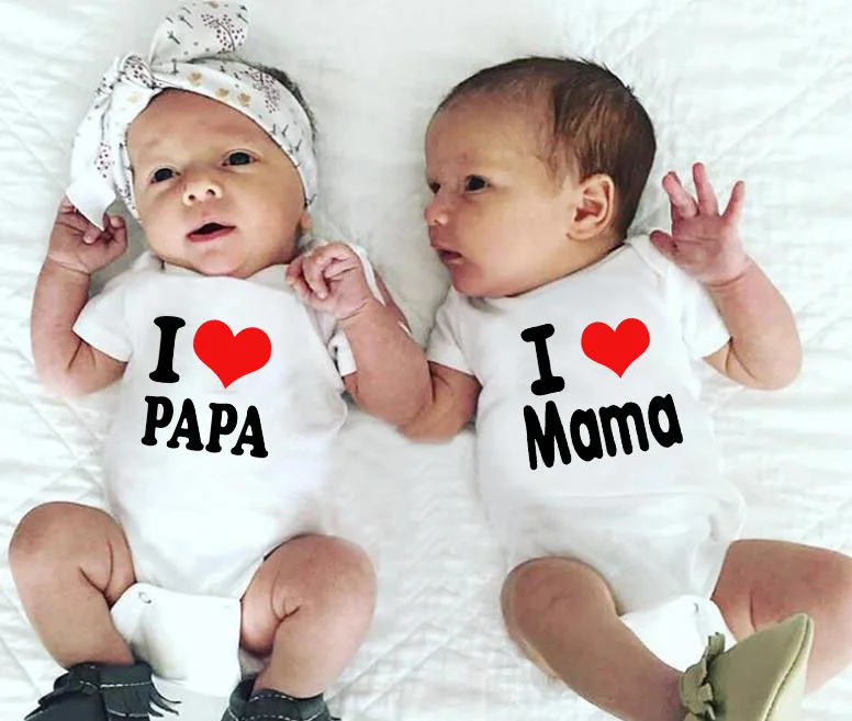 

Twins Infant Clothes I Love Mama Bodysuit Baby Girl Clothes I Love Papa Fall Boutique Outfits Baby Girl Newborn Boy 0-6m M