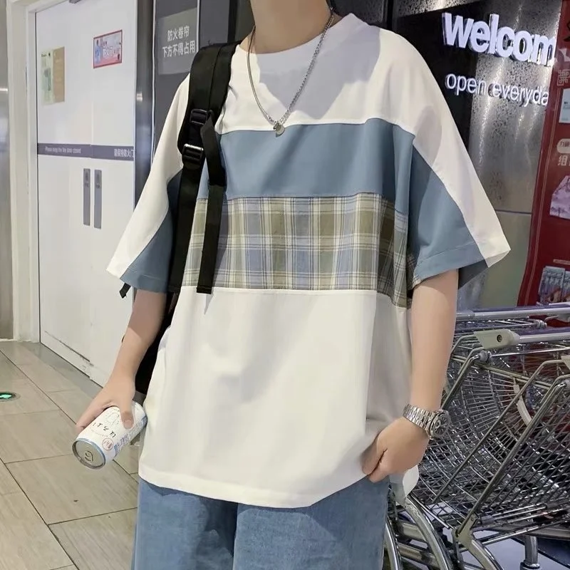 Summer Korean Casual T Shirt Men Clothing Lattice HIP HOP TEE Fashion Men's Grinch My Hero Academia KID T-SHIRT PRINT Trendyol