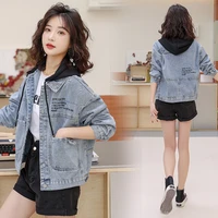 new spring fashion women%e2%80%99s short denim jacket full sleeve loose casual jean coat womens clothing printing letter patchwork tops