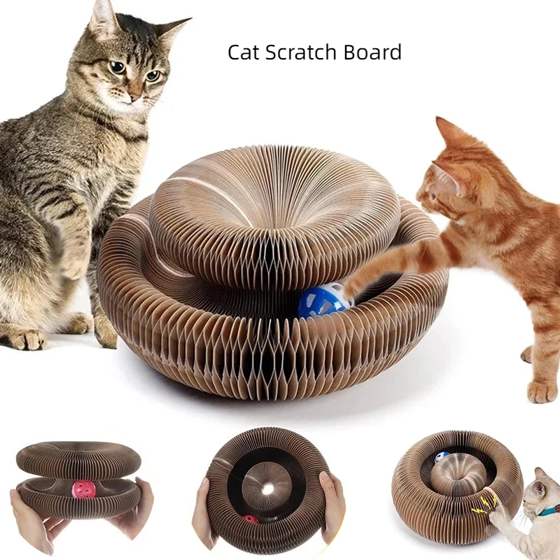 

Cats Scratch Board Magic Organ Cat Scratching Board Cats Round Corrugated Toys With Catnip Ball Durable Pets Grinding Claw Post