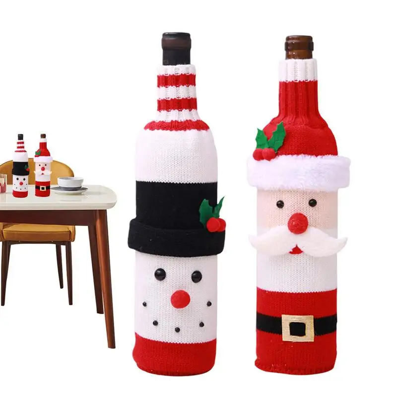 Christmas Wine Bottle Cover Santa Claus Champagne Bottle Cover Snowman Bag Table Decor New Year 2023 Xmas Navidad Gifts